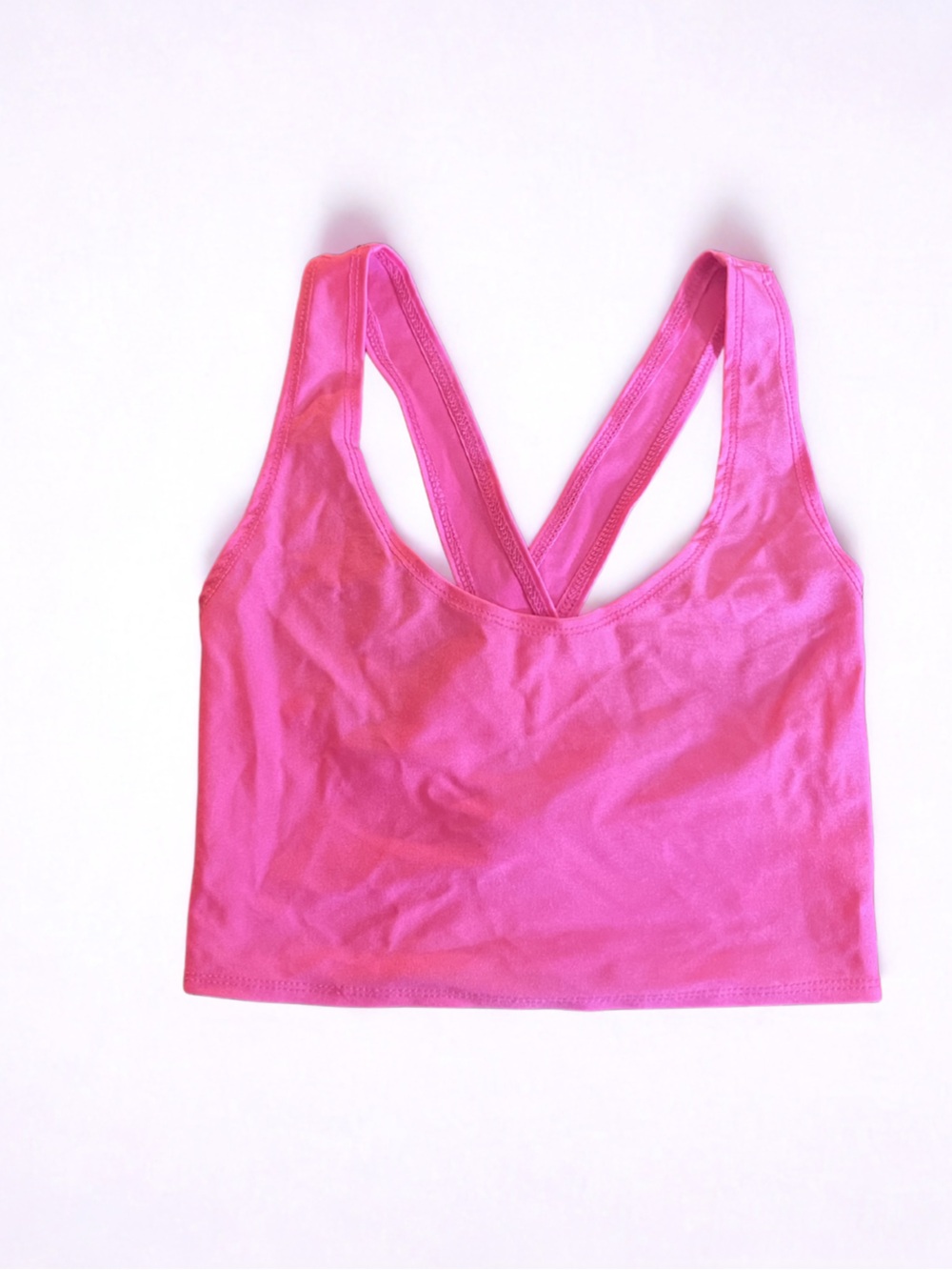 Out From Under Hot Pink Crop Racerback Tank Top Festival Season Must Have Size S